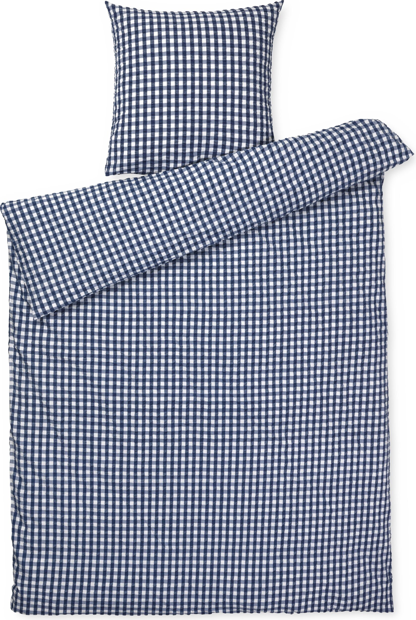 Pościel Bæk & Bølge 150 x 210 cm ciemnoniebieska z poszewką na poduszkę 50 x 60 cm