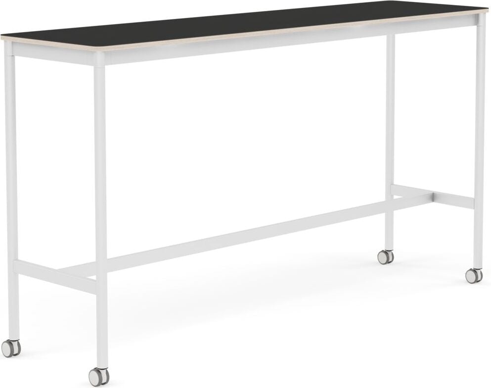 Stół na kółkach Base 50 x 190 x 105 cm czarny nanolaminat nogi białe