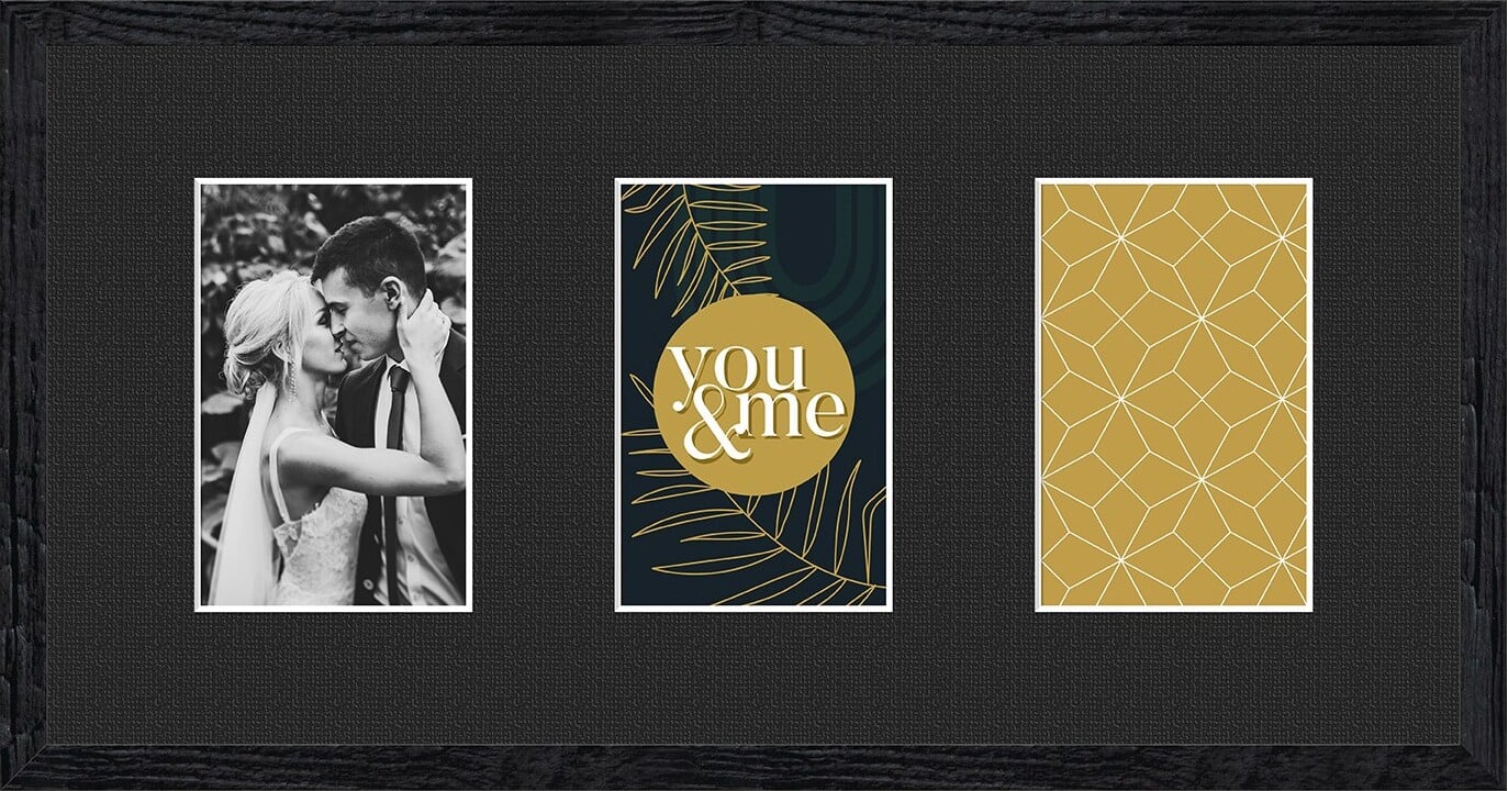 Ramka na 3 zdjęcia Kyoto 23 x 46 cm czarna z czarnym passepartout