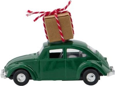 Dekoracja świąteczna Xmas samochód 8,5 cm zielony