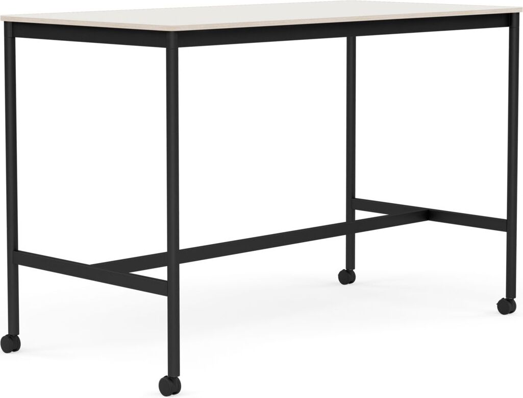 Stół na kółkach Base 80 x 160 x 105 cm biały nanolaminat nogi czarne