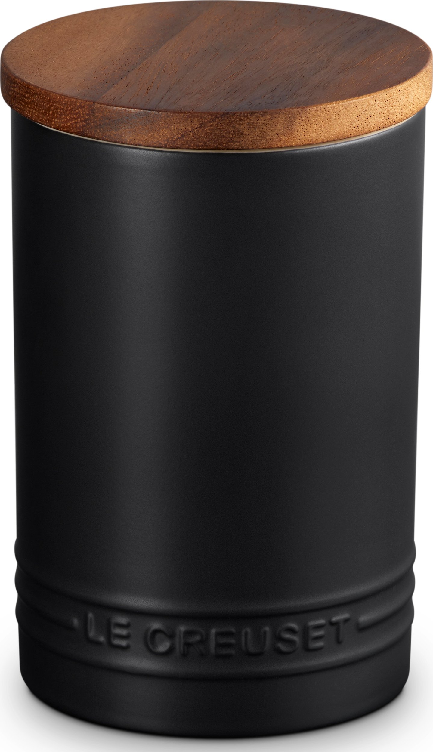 Pojemnik kuchenny z drewnianą pokrywką Le Creuset 770 ml czarny mat