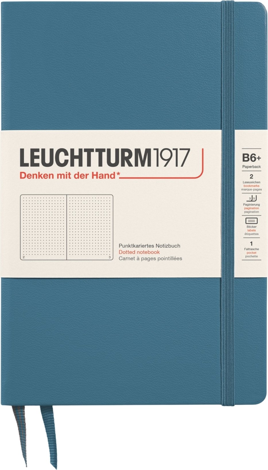 Notes w kropki w twardej oprawie Leuchtturm 1917 B6+ 219 stron niebieskoszary 80 g/m²