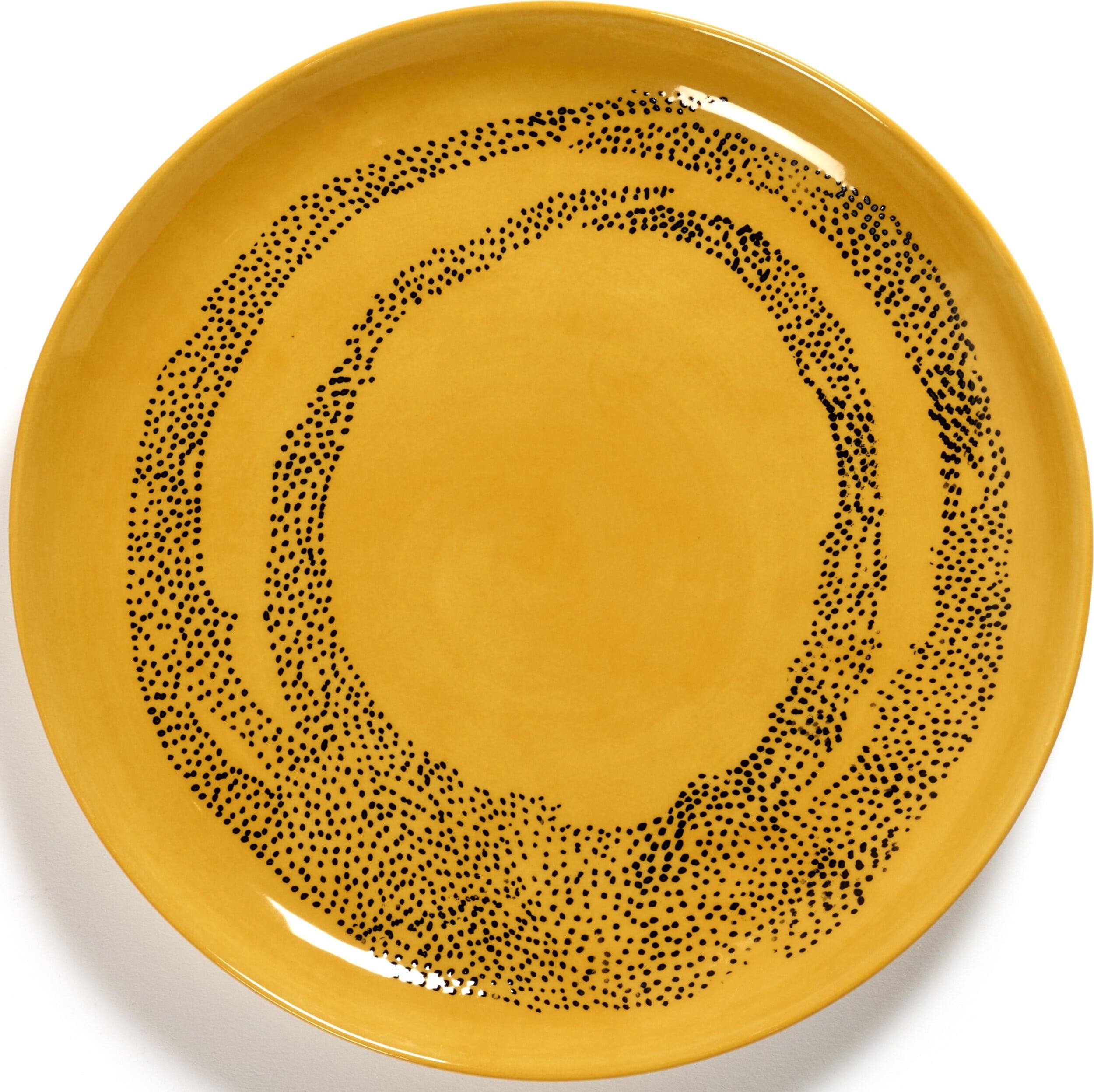 Talerze śniadaniowe Feast w kropki 22,5 cm żółto-białe 2 szt.