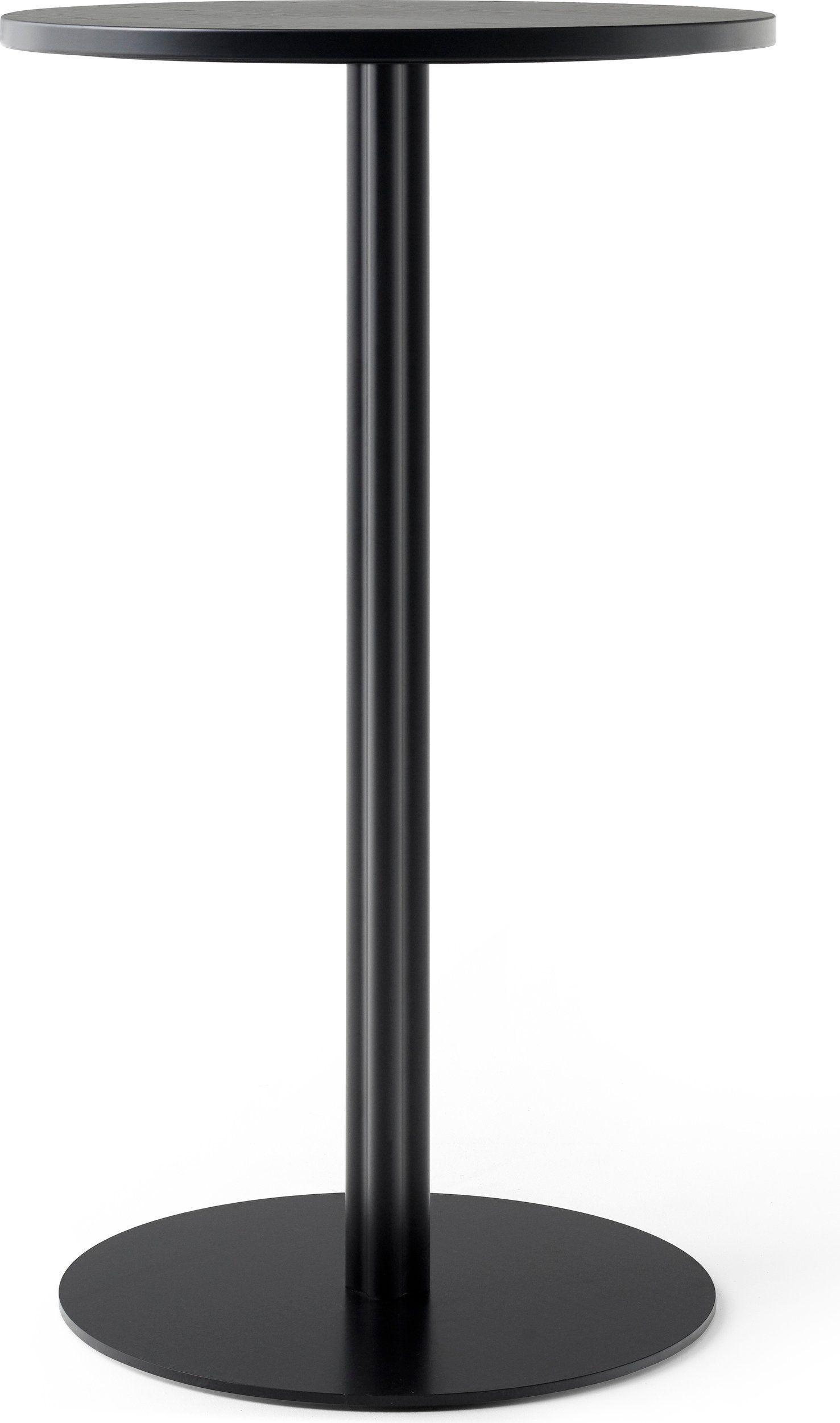 Stół barowy Harbour Column niski 60 cm czarny z blatem pokrytym linoleum