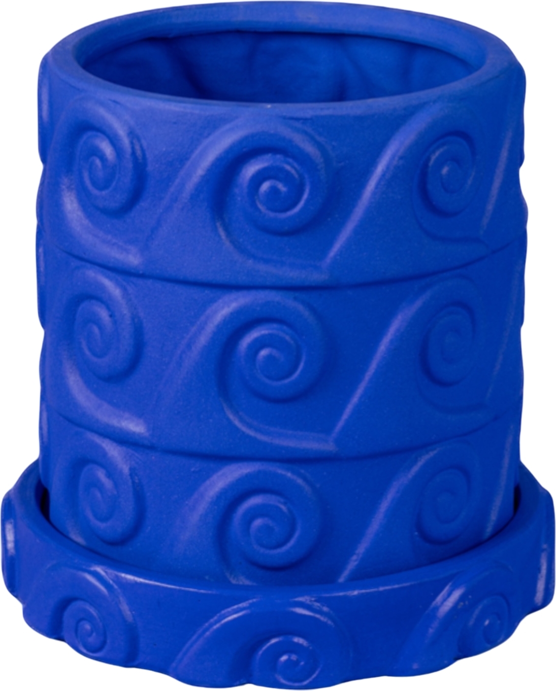 Doniczka Magna Graecia Onda 23,5 cm niebieska z terakoty z podstawką