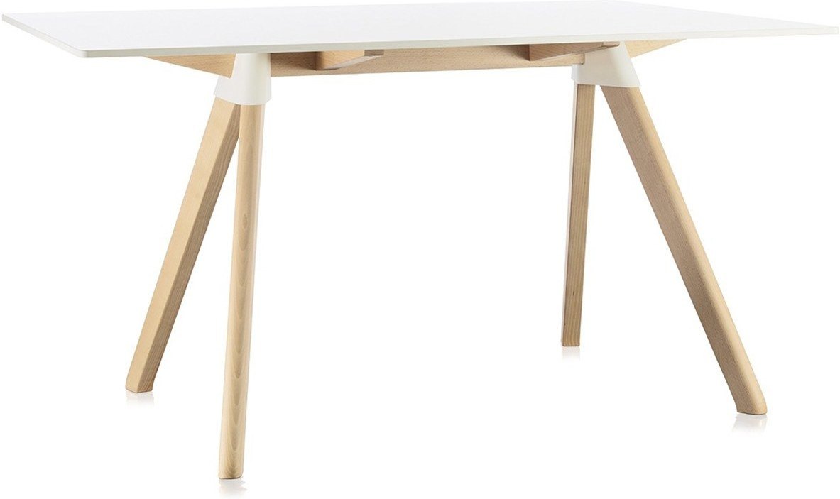 Stół Butch 129 x 75 rama w kolorze drewna blat biały