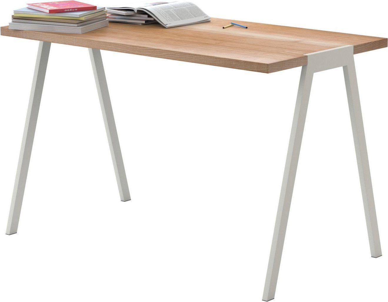 Biurko fjord dębowy blat kremowa rama