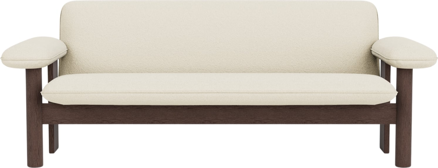 Sofa dwuosobowa Brasilia biała na ciemnych dębowych nogach