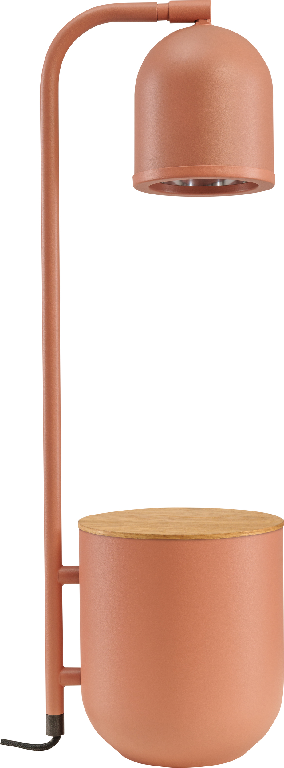 Lampa stołowa Botanica terakota z pojemnikiem z drewnianą pokrywką