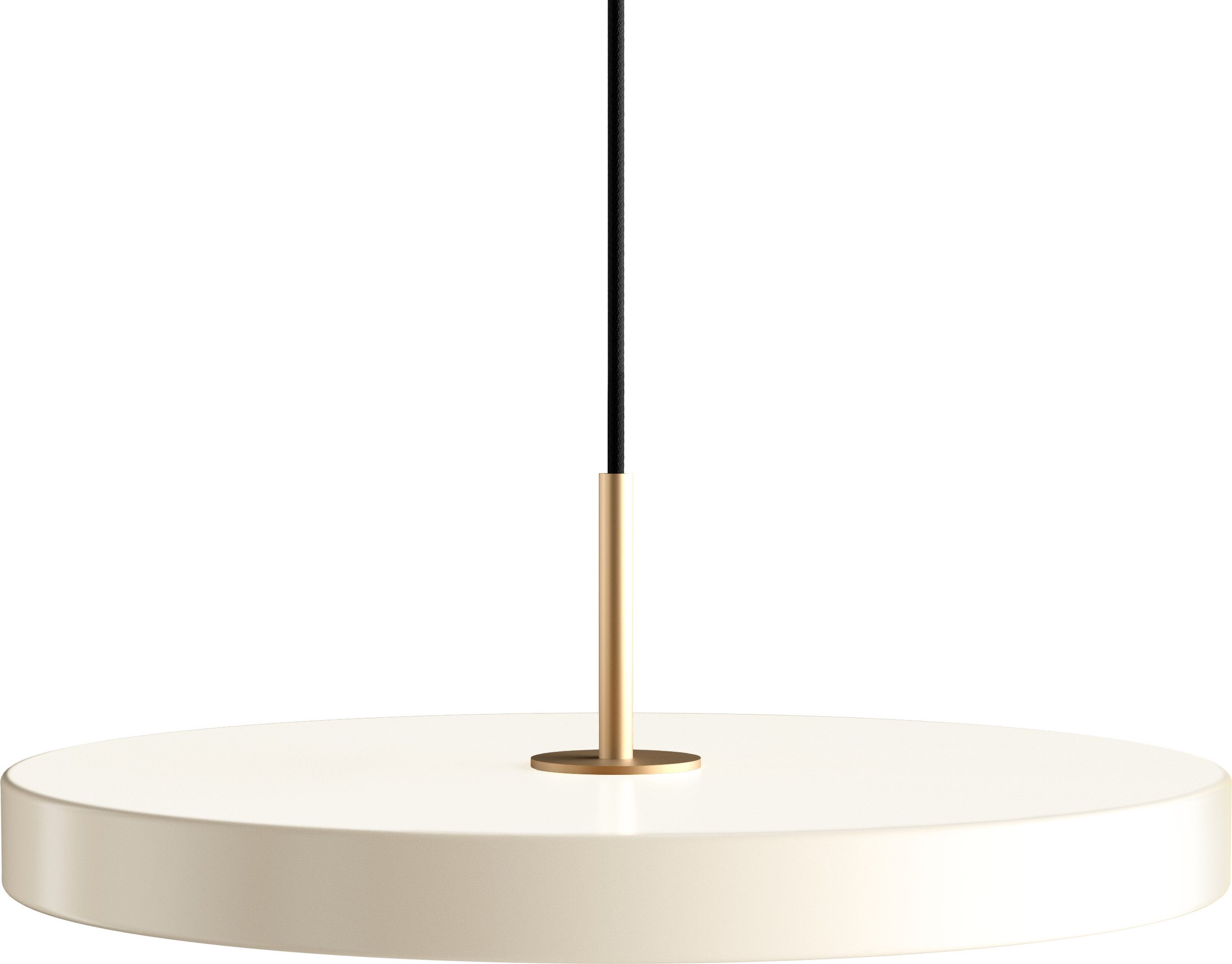 Lampa wisząca Asteria Plus 43 cm perłowa biel ze złotym mocowaniem