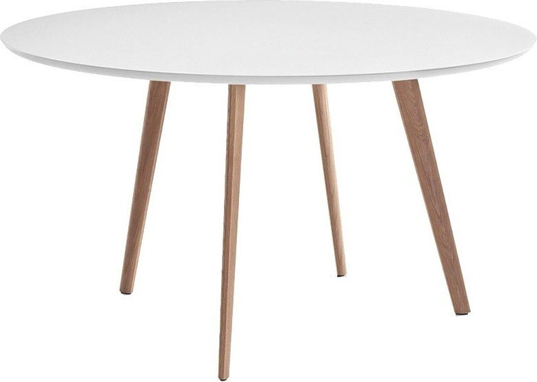Stół Pilo okrągły naturalne nogi biały blat