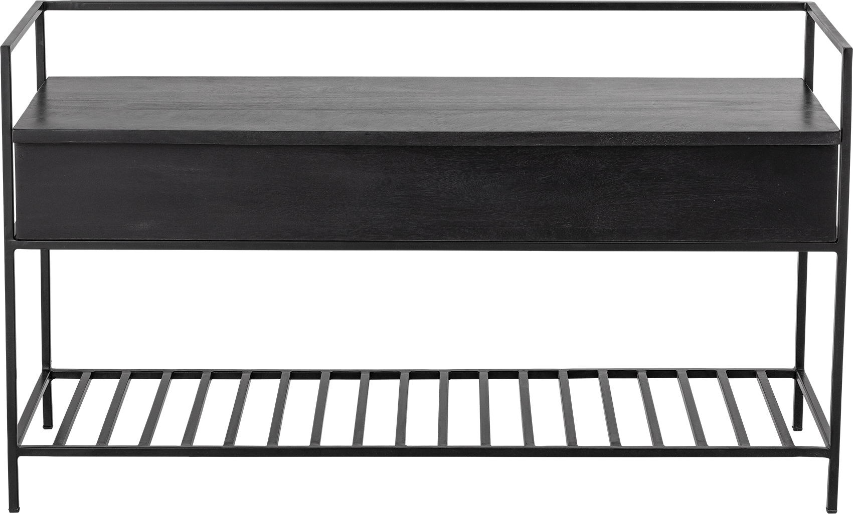 Ławka Abelone 102 cm czarna z drewna mango z miejscem do przechowywania