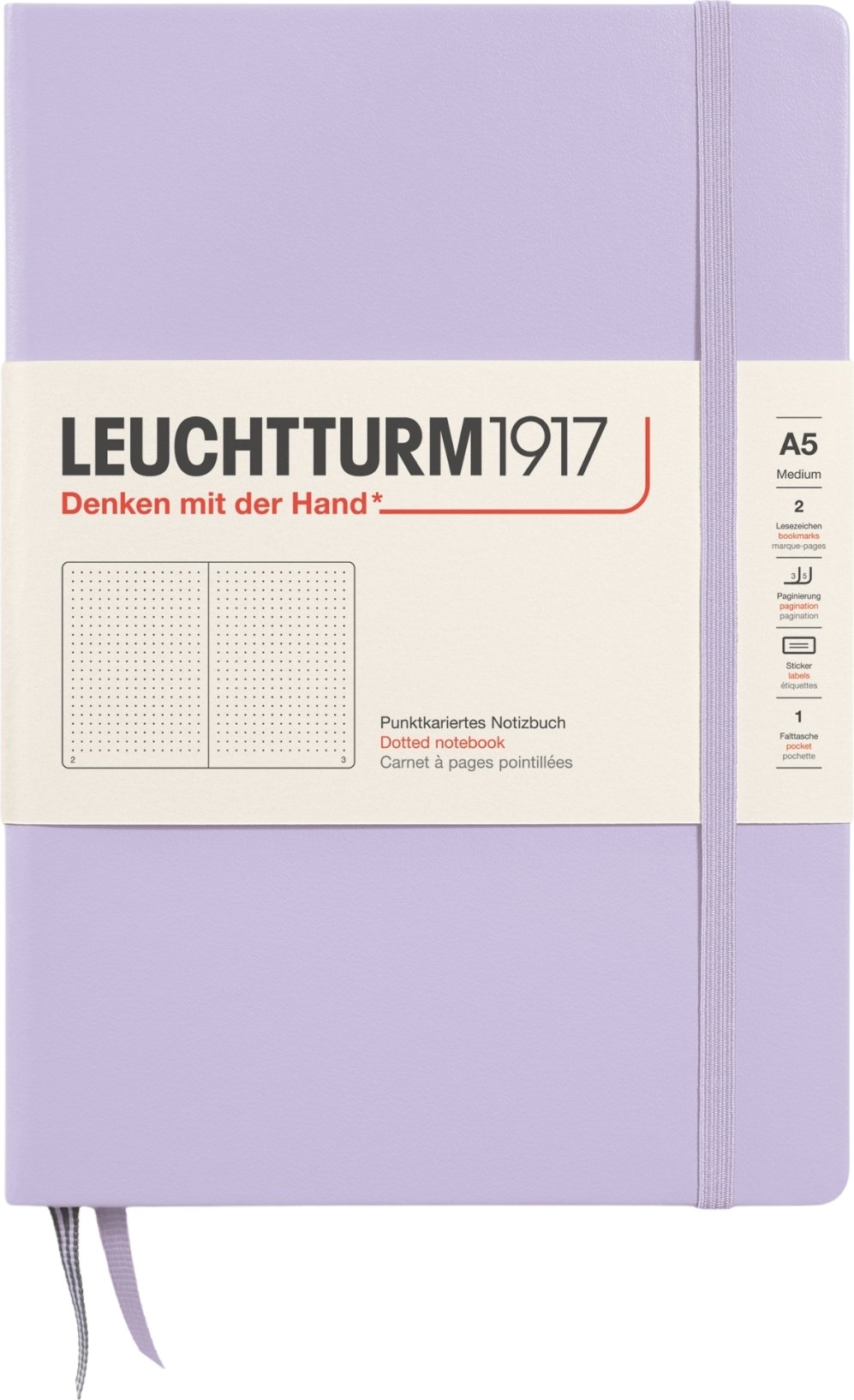 Notes w kropki w twardej oprawie Leuchtturm 1917 A5 251 stron liliowy 80 g/m²