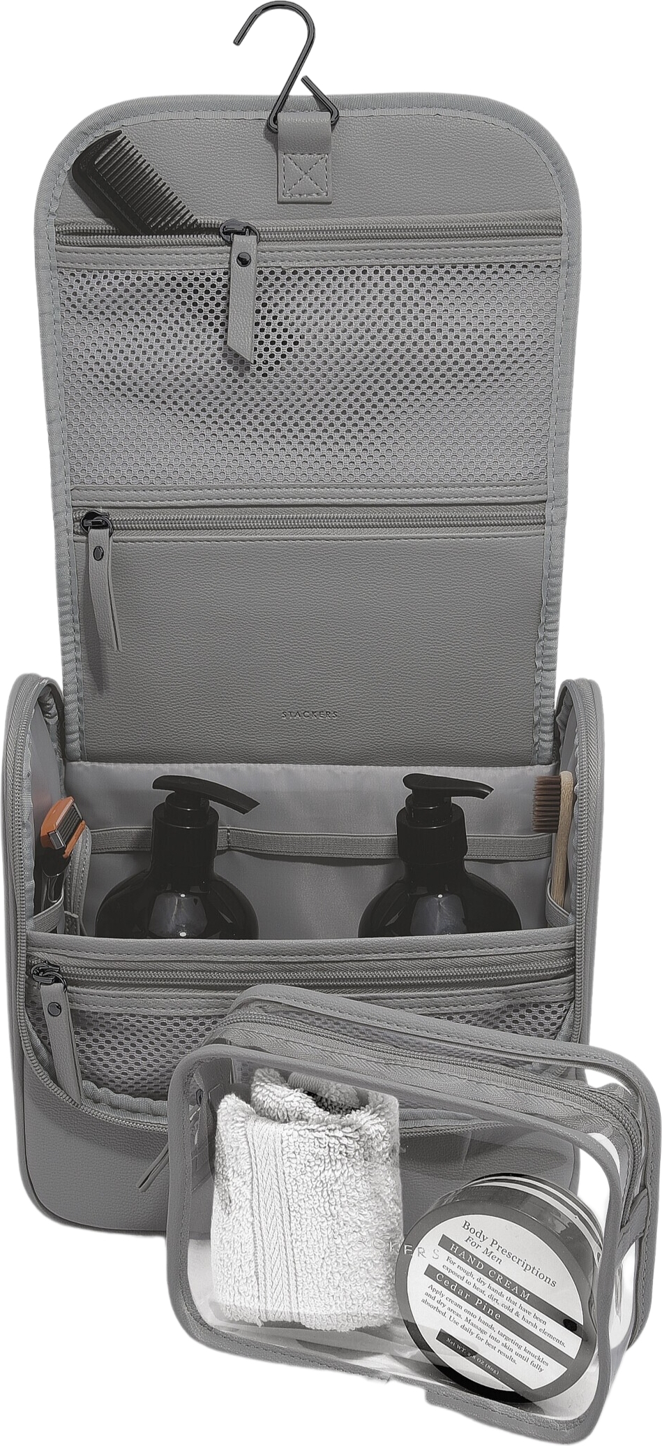 Kosmetyczka podróżna do zawieszenia Stackers ciemnoszara