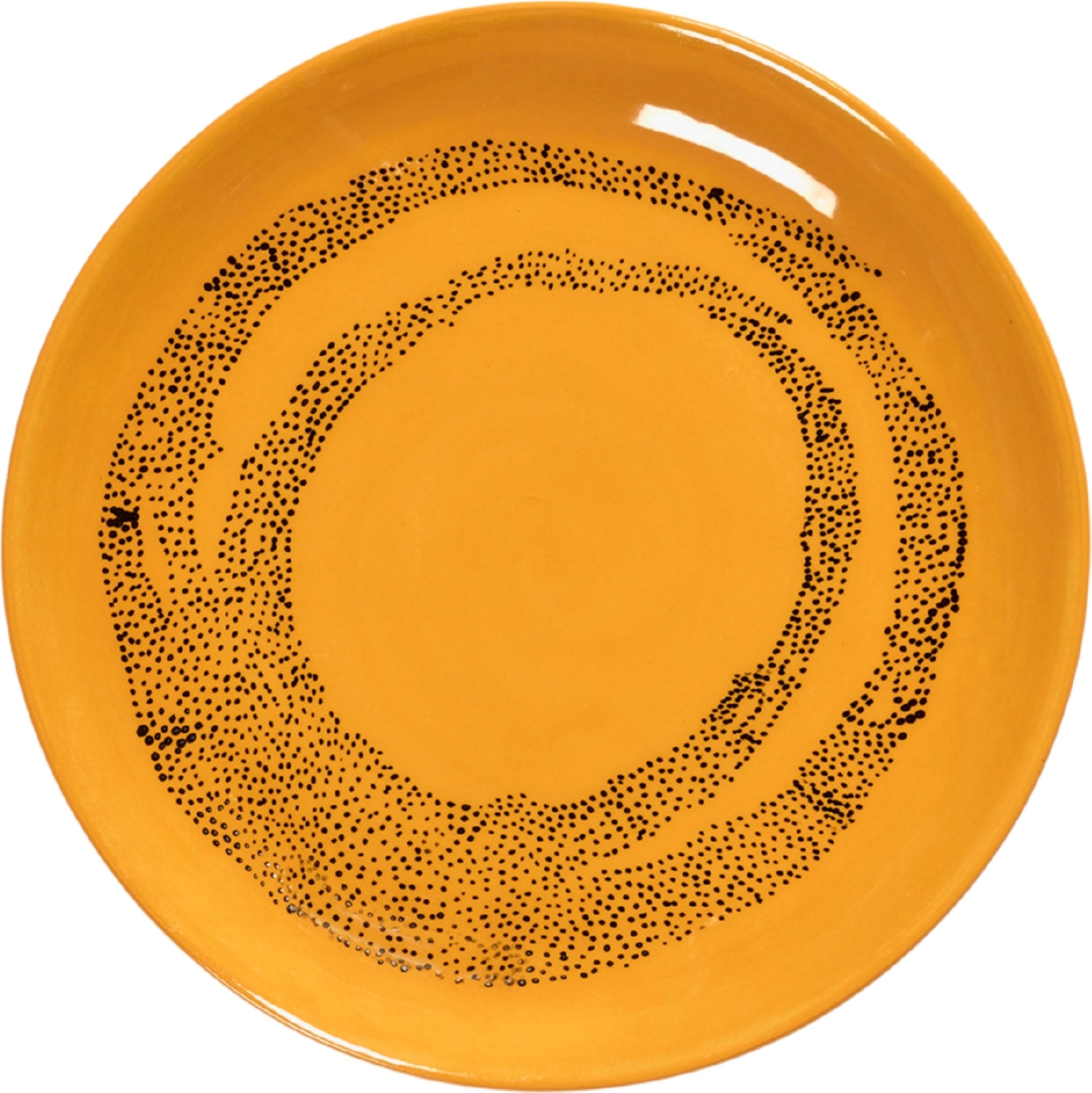 Talerz deserowy Feast w kropki 16 cm żółto-biały