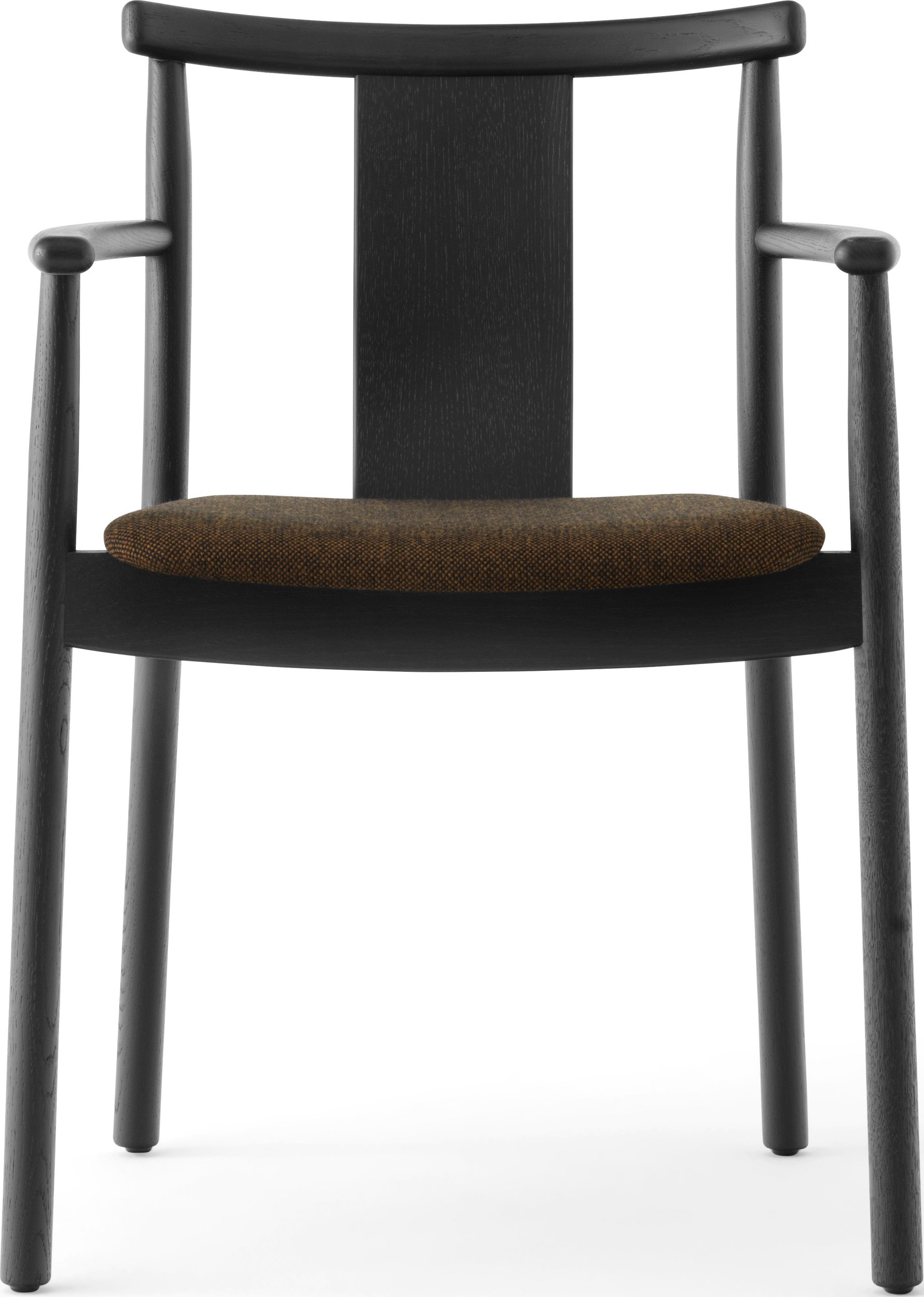 Krzesło Merkur ciemnobrązowe czarny dąb z podłokietnikami z tapicerowanym siedziskiem