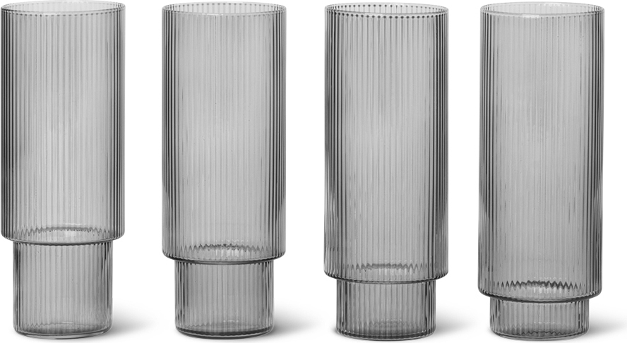 Szklanki Ripple wysokie przydymione 4 szt.