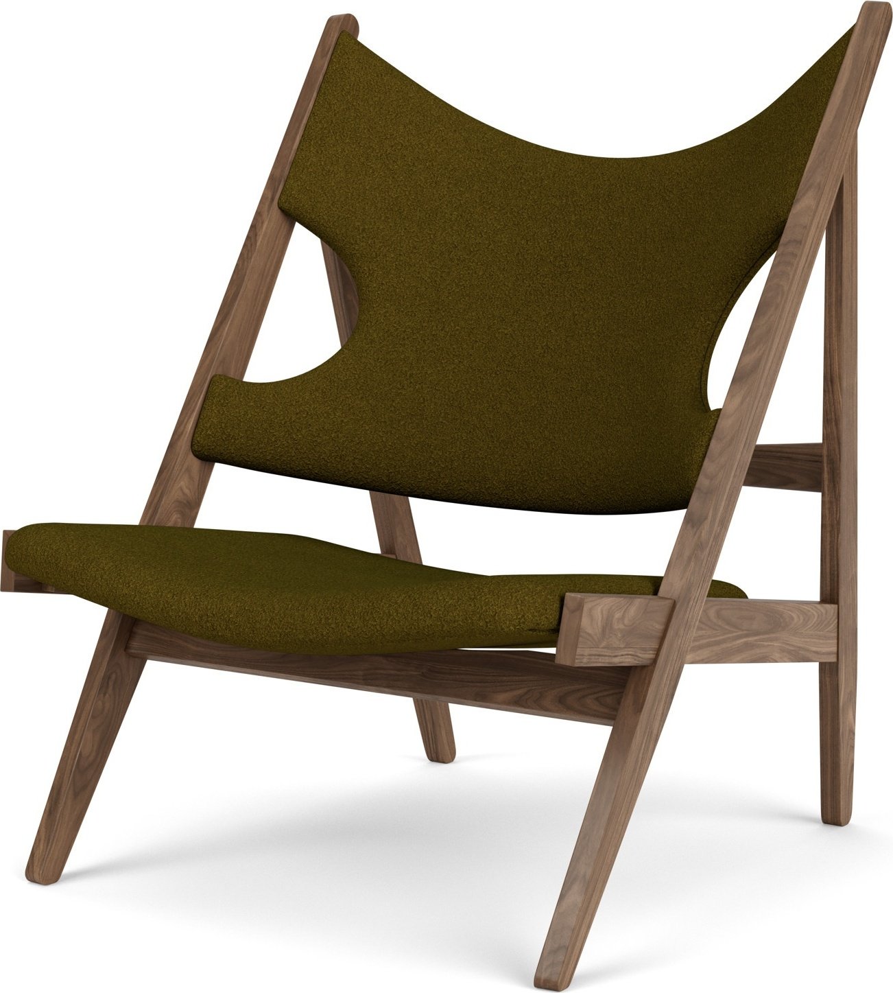 Fotel Knitting ciemnozielony na orzechowych nogach