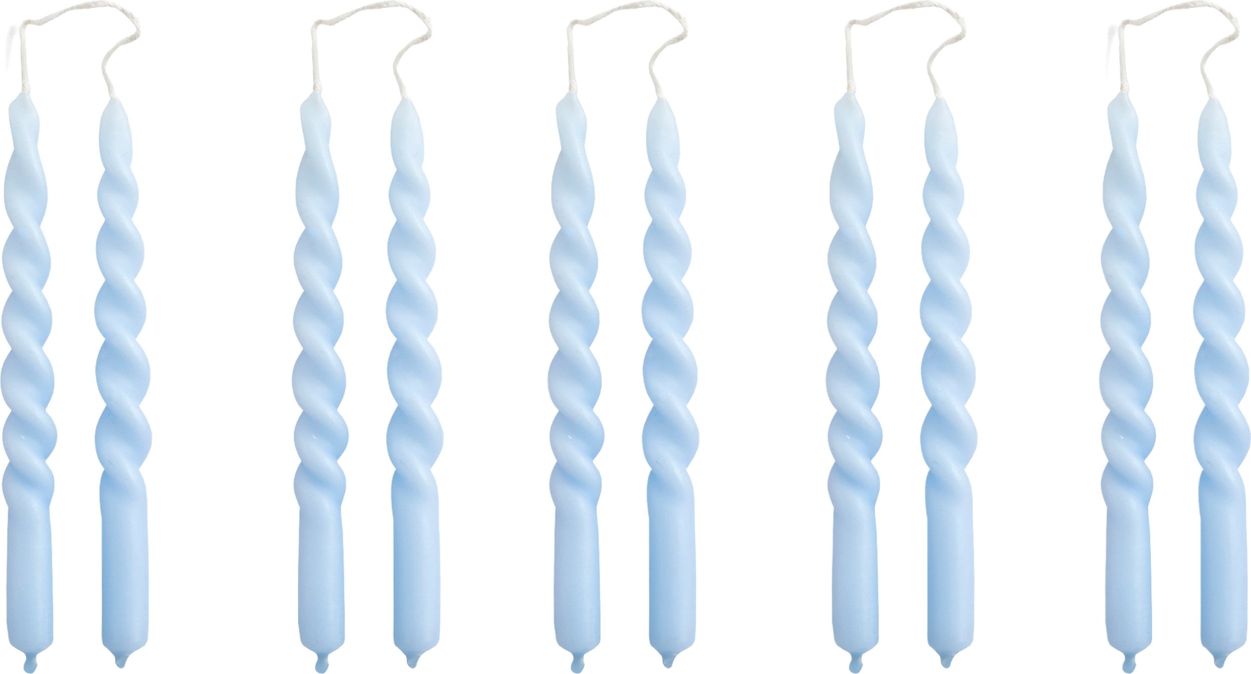 Świece Mini Swirl jasnoniebieskie 10 szt.