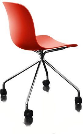 Krzesło Troy 4 star na kółkach polipropylen chrom czerwone