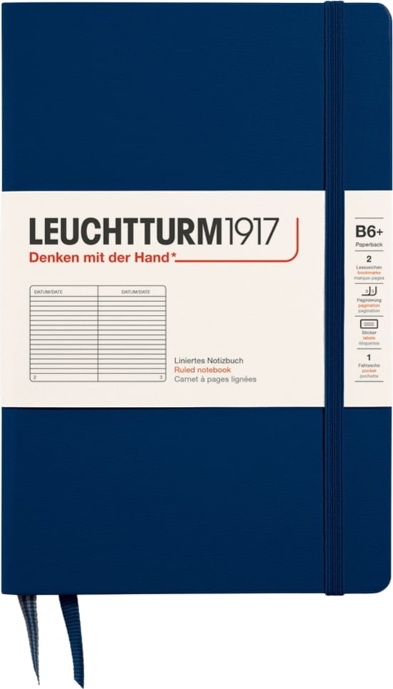 Notes w linię w twardej oprawie Leuchtturm 1917 B6+ 219 stron granatowy 80 g/m²