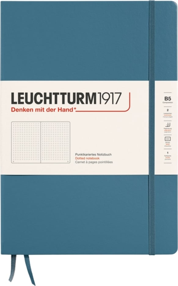 Notes w kropki w twardej oprawie Leuchtturm 1917 B5 219 stron niebieskoszary 80 g/m²