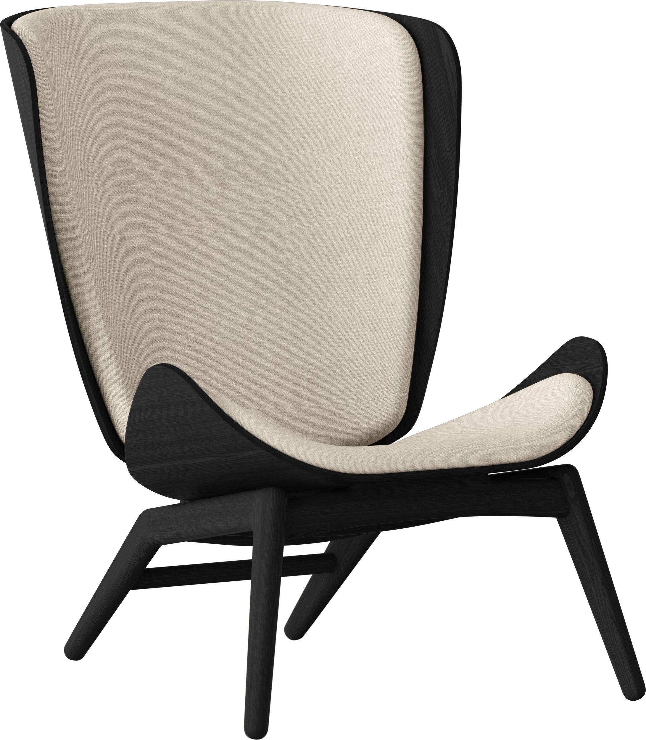 Fotel The Reader jasnopiaskowy na czarnych dębowych nogach