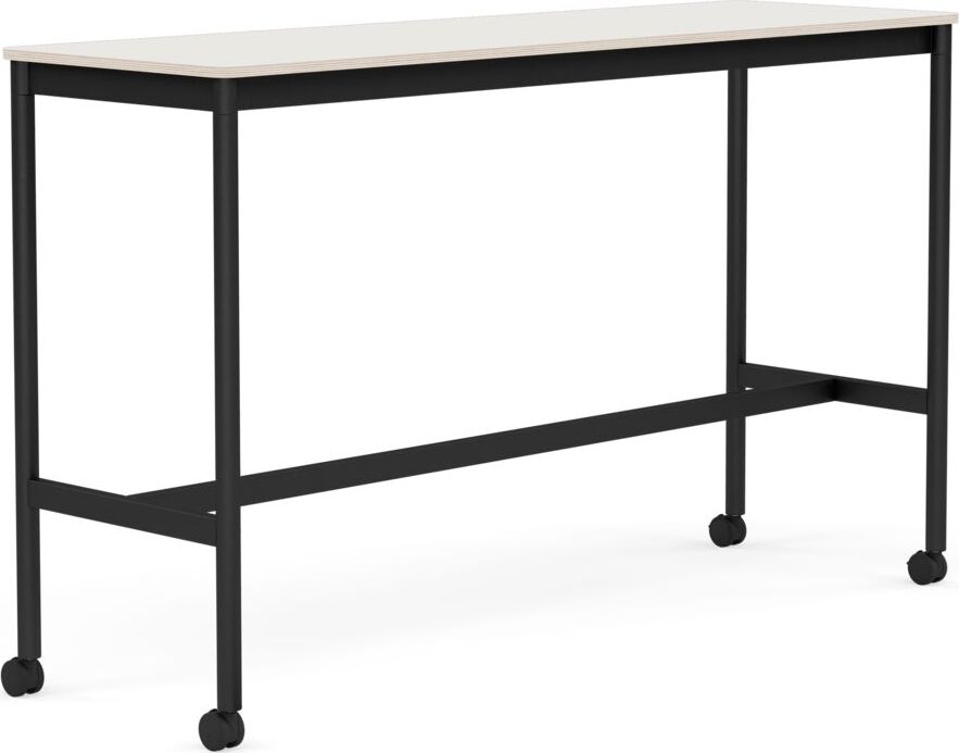 Stół na kółkach Base 50 x 160 x 95 cm biały nanolaminat nogi czarne