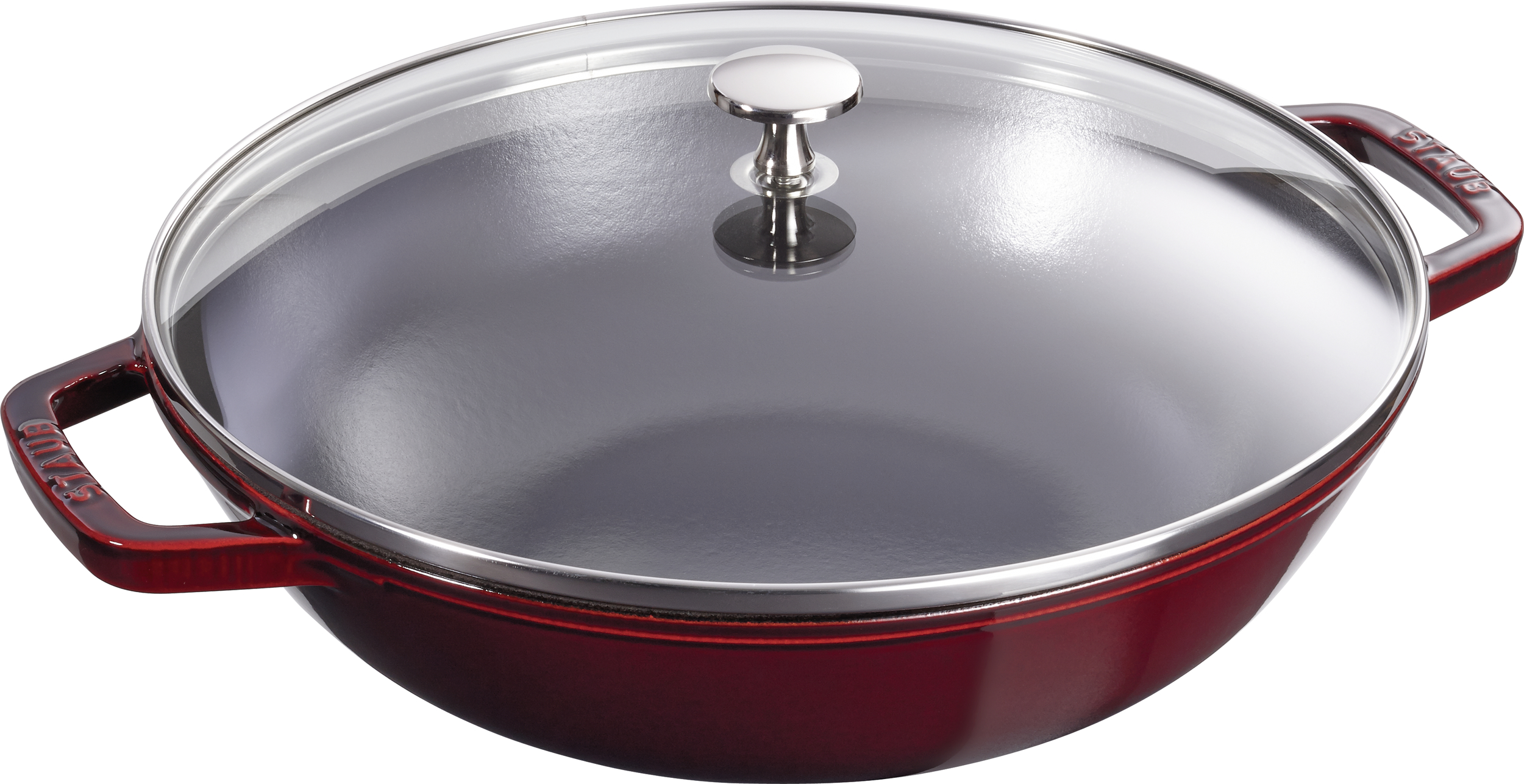 Wok Staub 30 cm grenadynowy z pokrywą