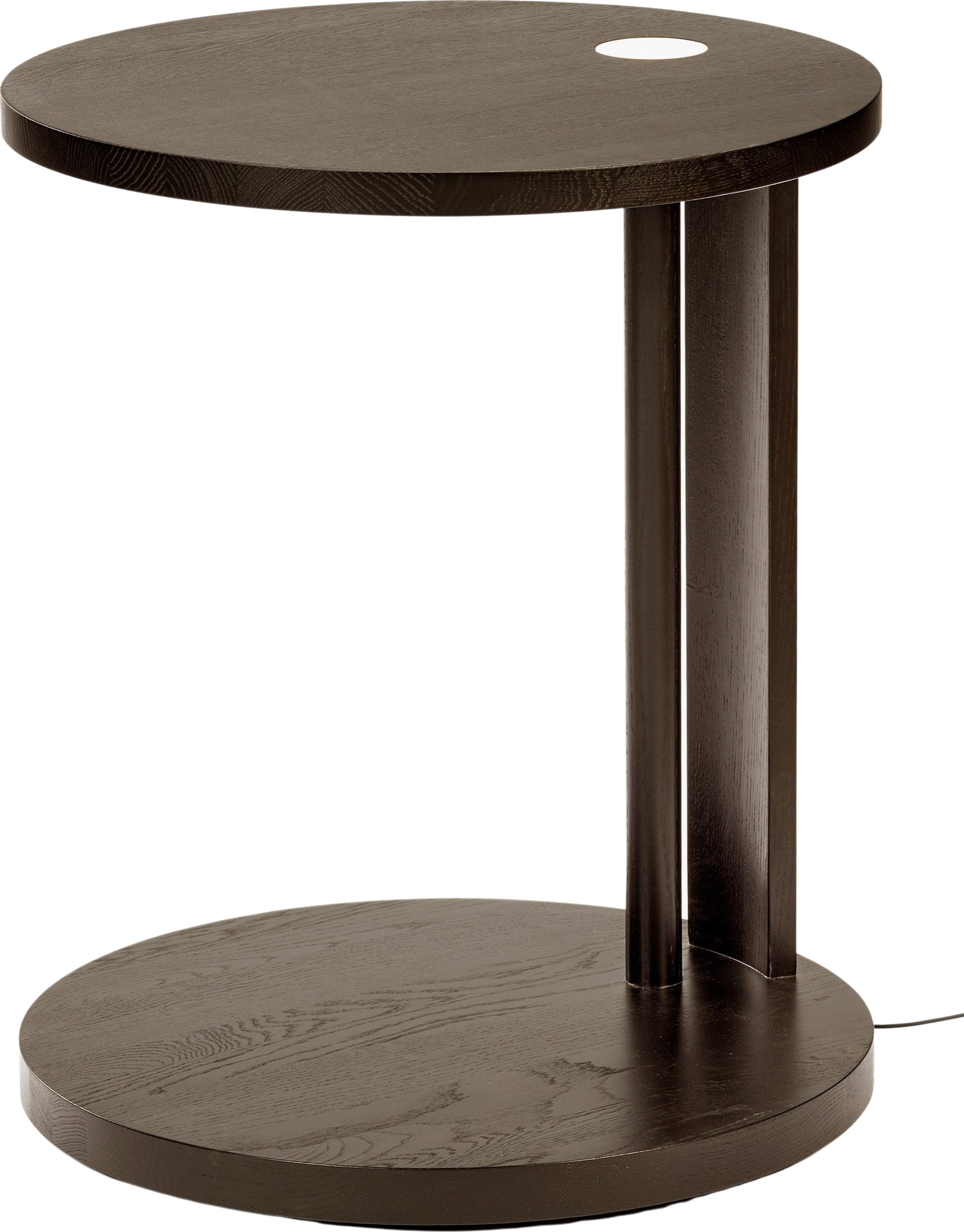 Stolik boczny z wbudowanym oświetleniem LED Aura 62 cm brązowy drewno dębowe