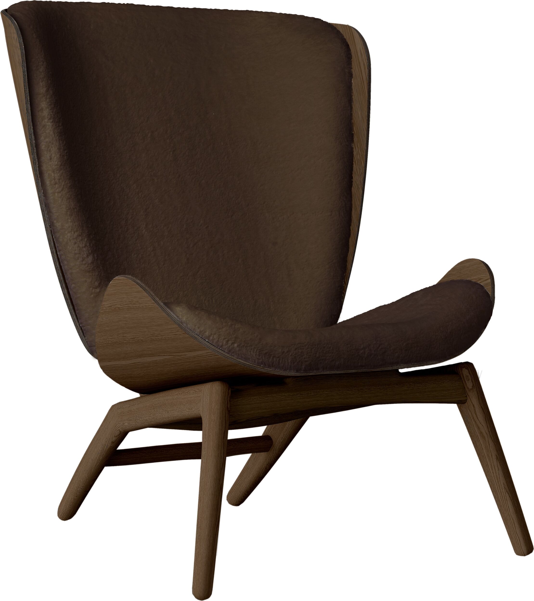 Fotel The Reader Teddy brązowy na ciemnych dębowych nogach