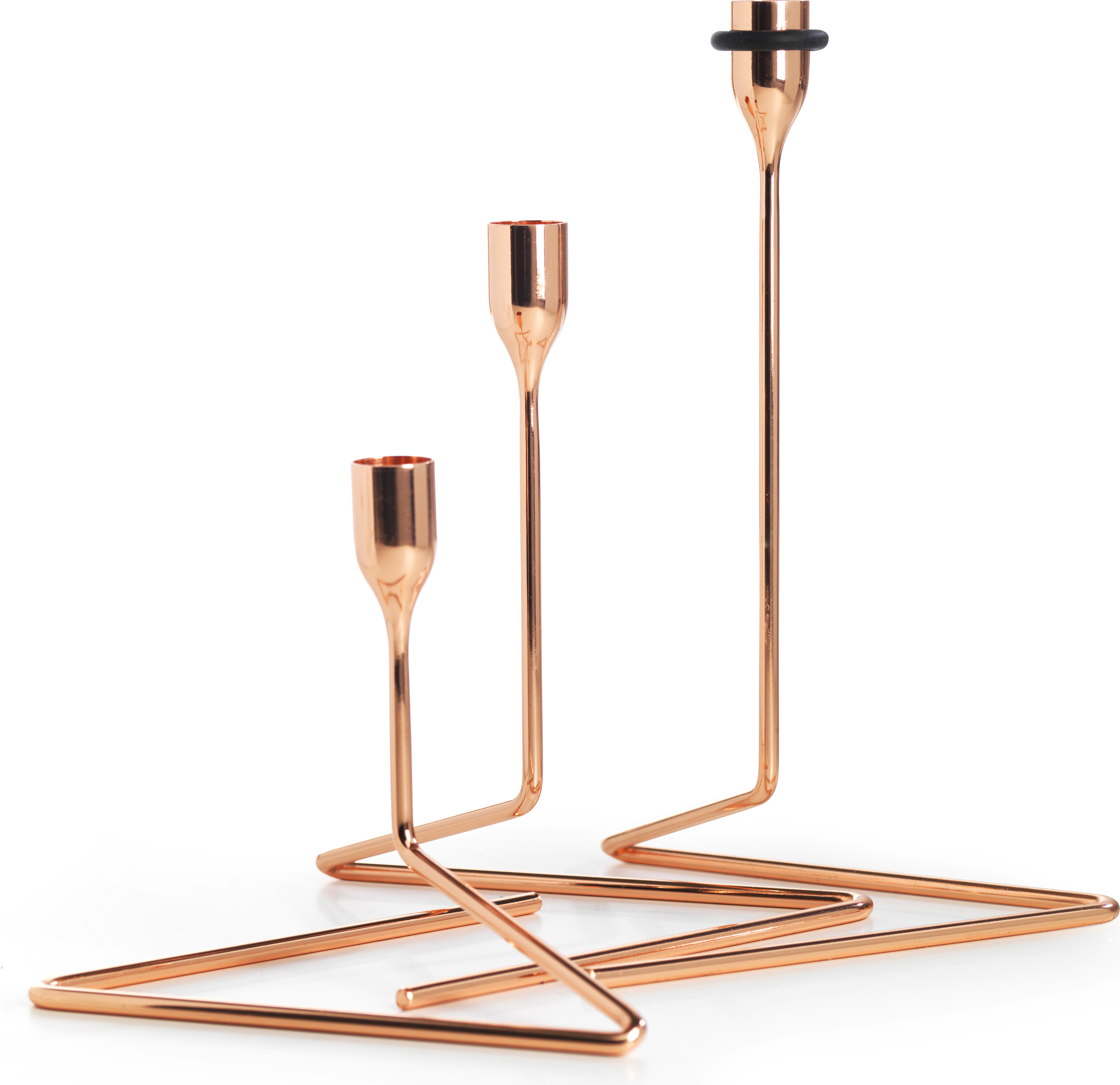 Świeczniki na klasyczne świece Puzzle miedziane 3 szt.