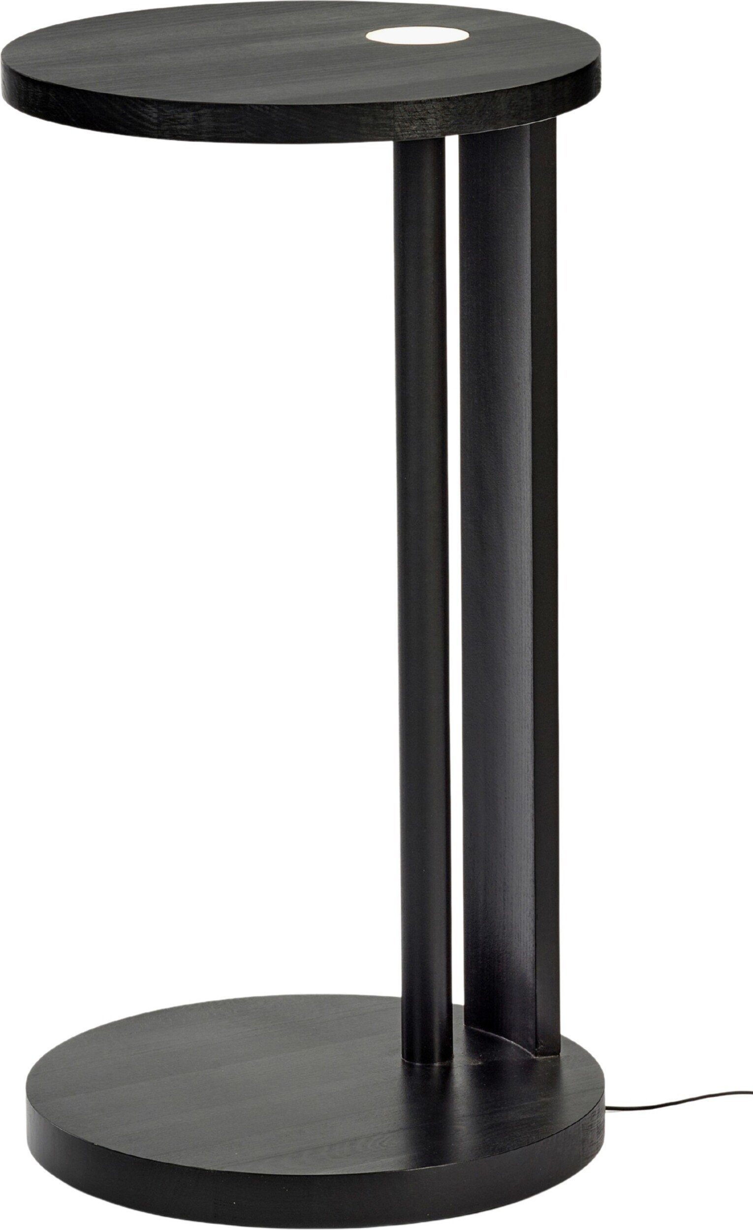 Stolik boczny z wbudowanym oświetleniem LED Aura 72 cm czarny drewno bukowe