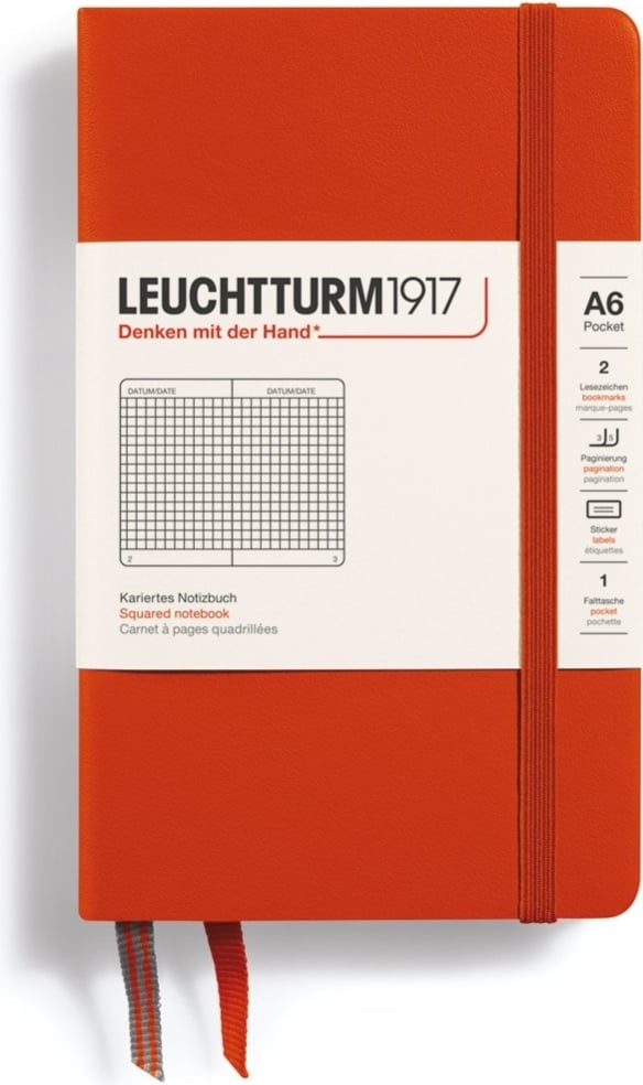 Notes w kratkę w twardej oprawie Leuchtturm 1917 A6 187 stron ciemnopomarańczowy 80 g/m²