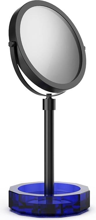 Lusterko kosmetyczne Kristall czarny mat z ciemnoniebieską podstawką
