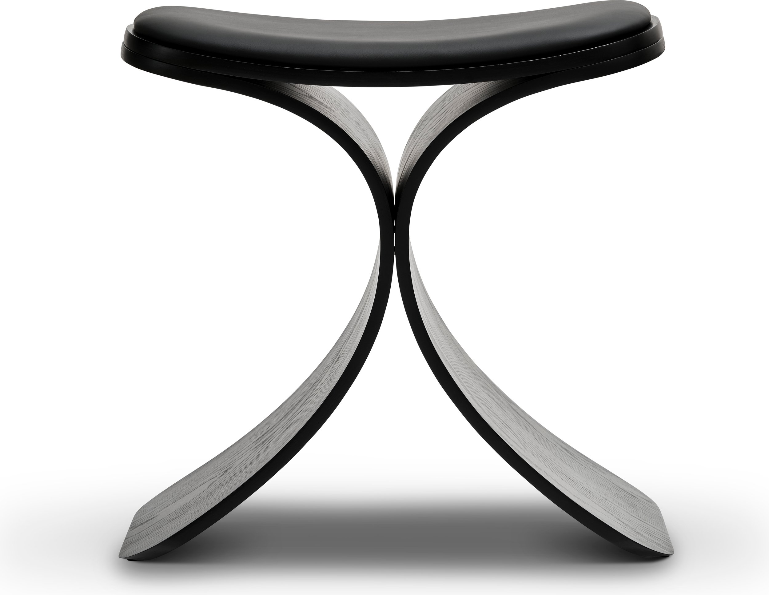 Stołek Luno 45 cm czarny czarny dąb siedzisko skórzane