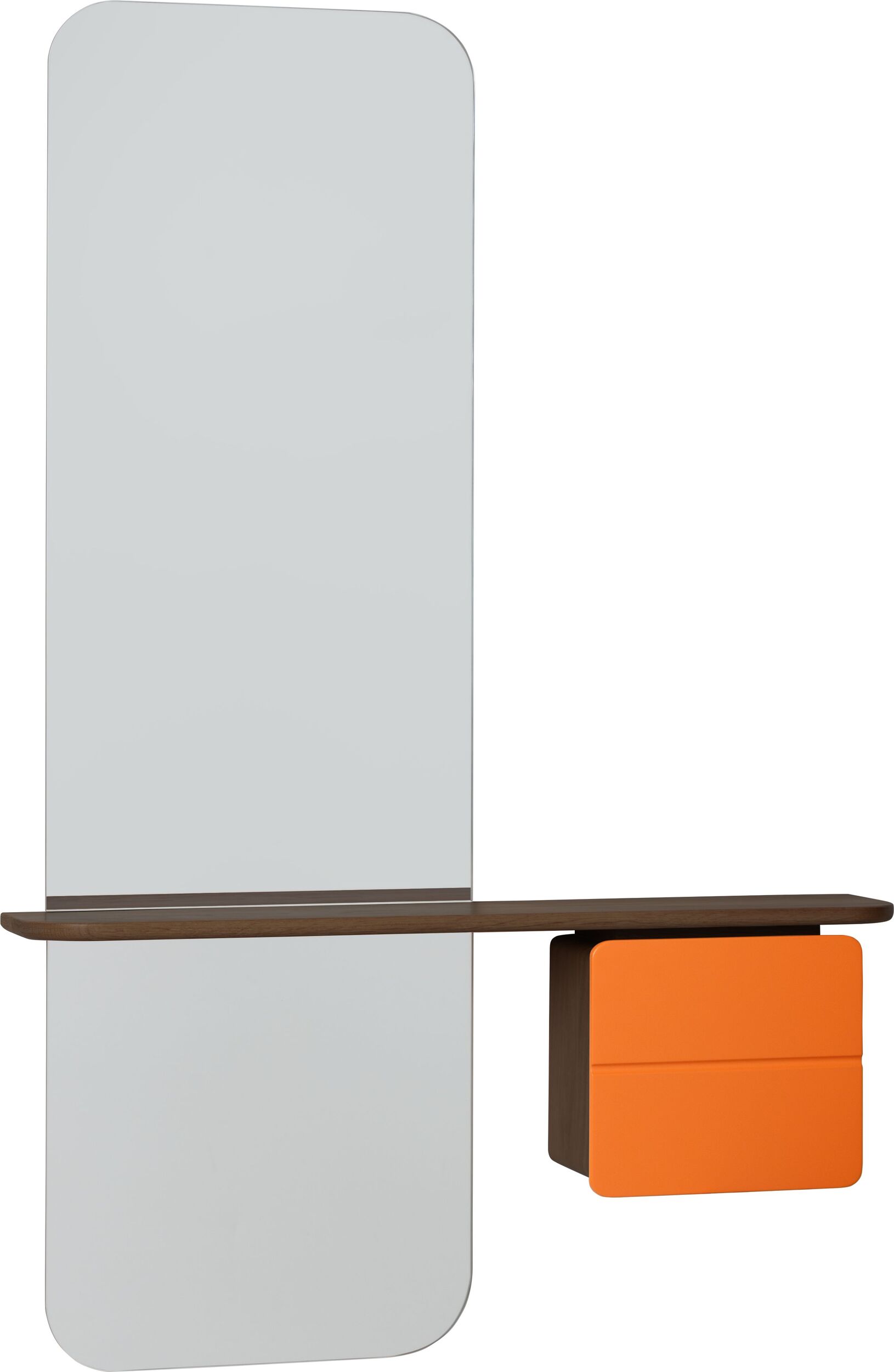 Lustro z półką One More Look ciemny dąb szafka pomarańczowa