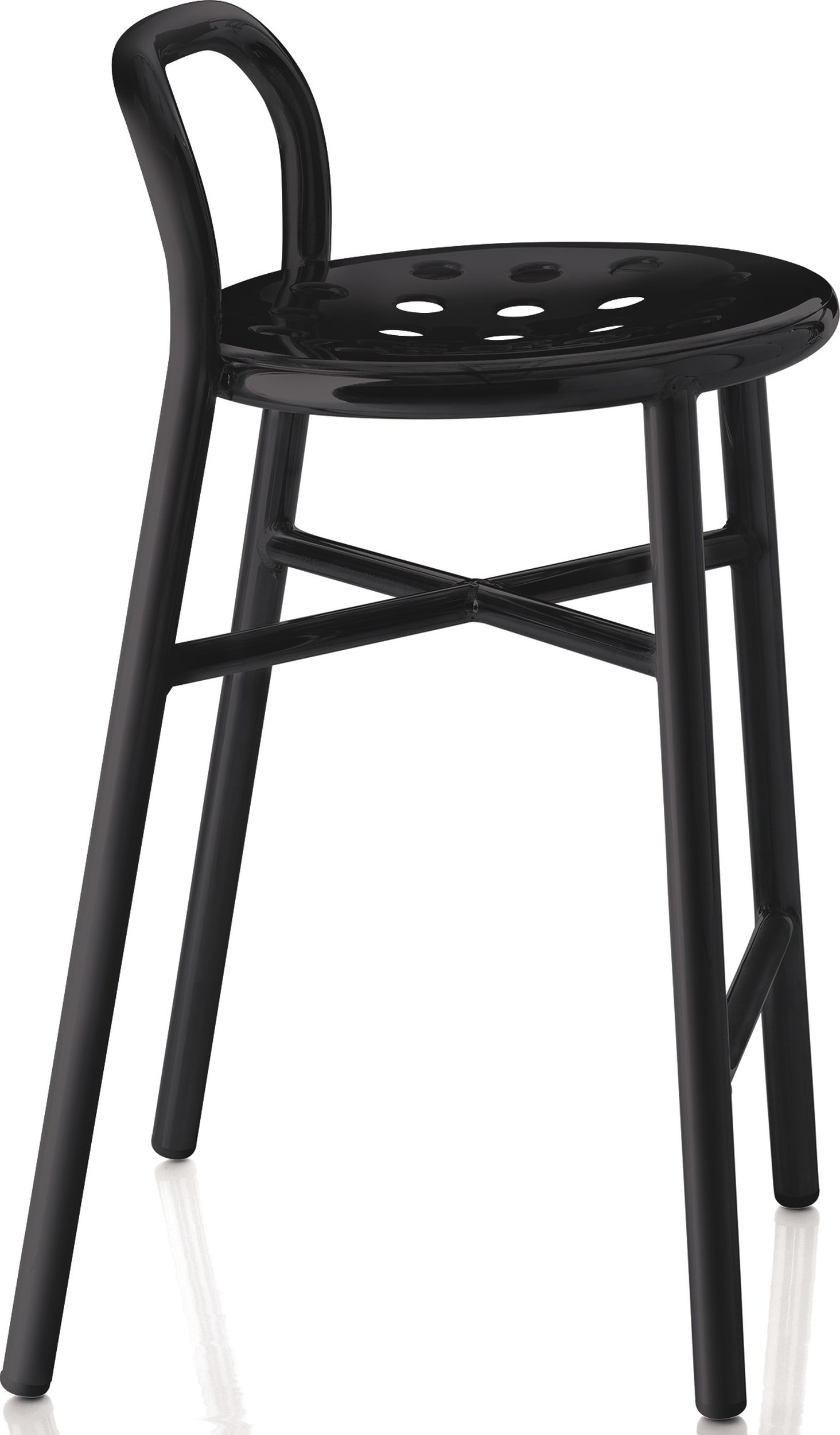 Stołek barowy Pipe czarne aluminium