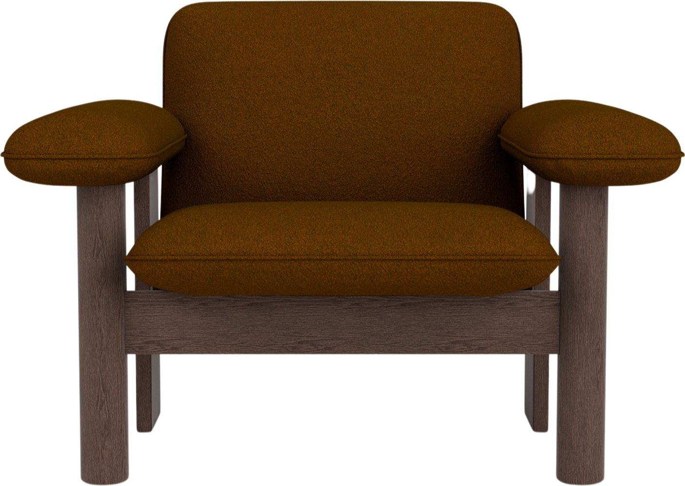 Fotel Brasilia niski brązowy na ciemnych dębowych nogach