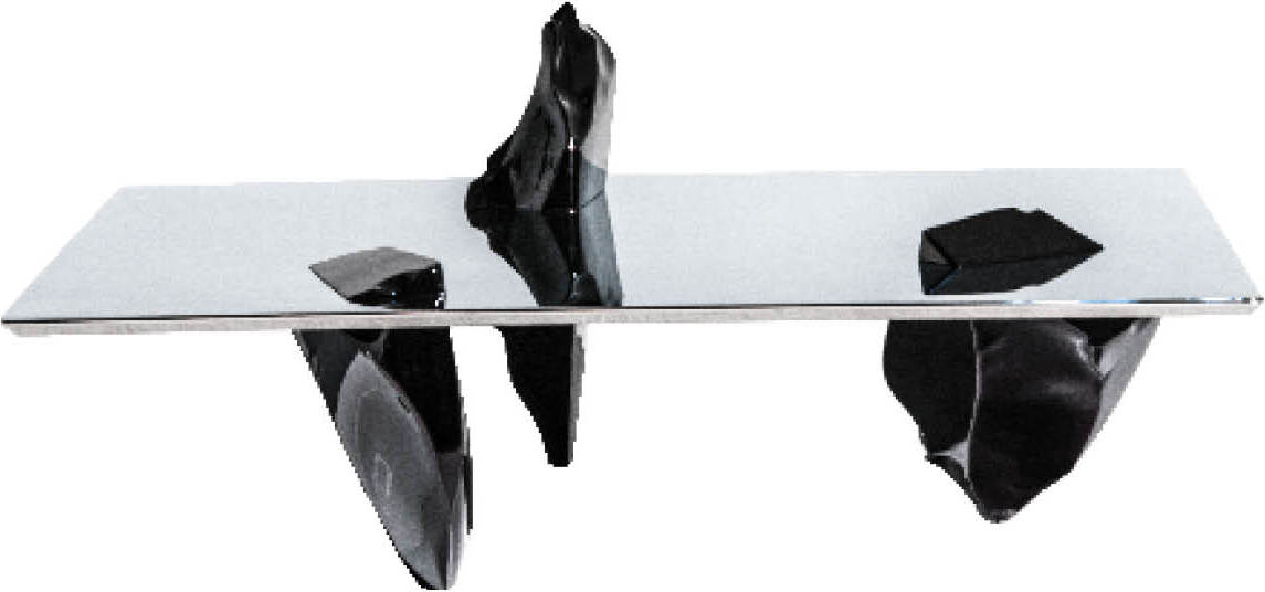 Stolik kawowy Sereno tytan z blatem z metalizowanego aluminium