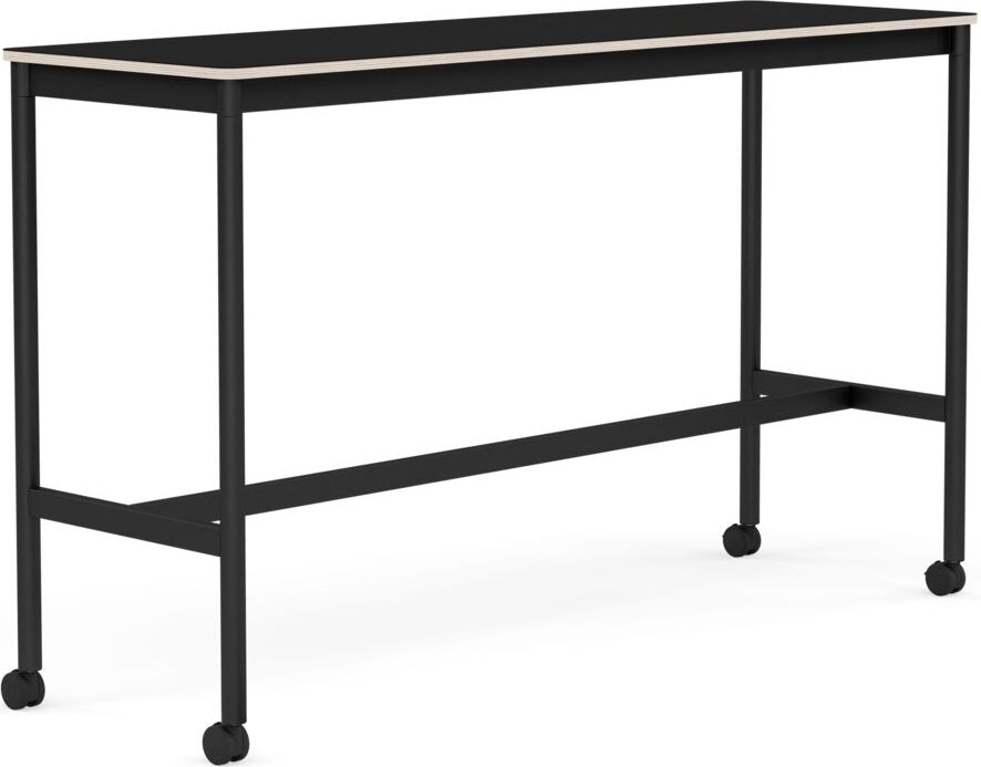 Stół na kółkach Base 50 x 160 x 95 cm czarny laminowany nogi czarne