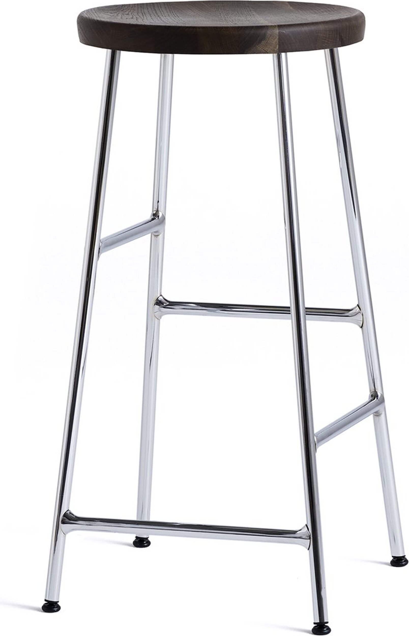 Stołek barowy Cornet 65 cm ciemny dąb na chromowanych nogach