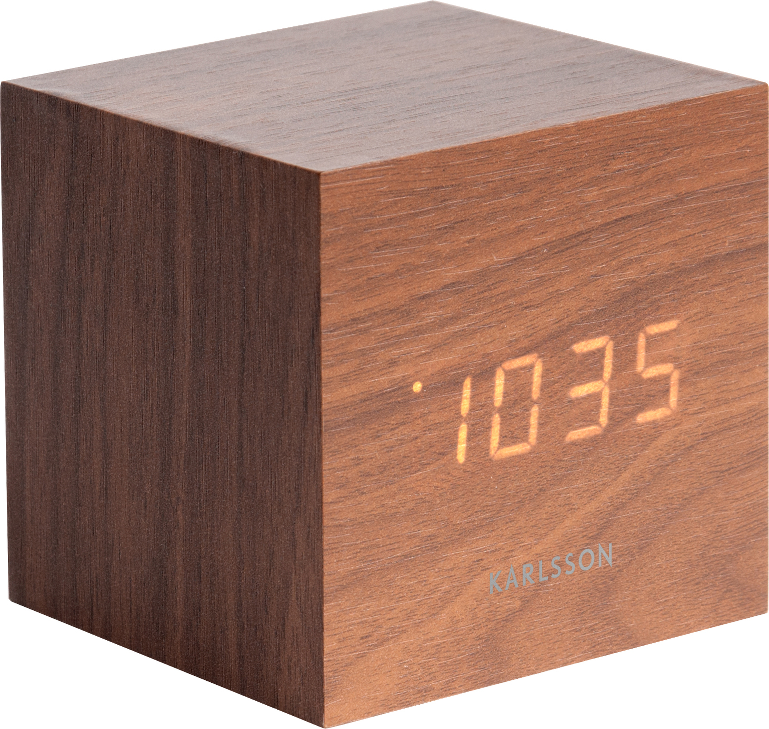 Budzik LED Mini Cube ciemne drewno