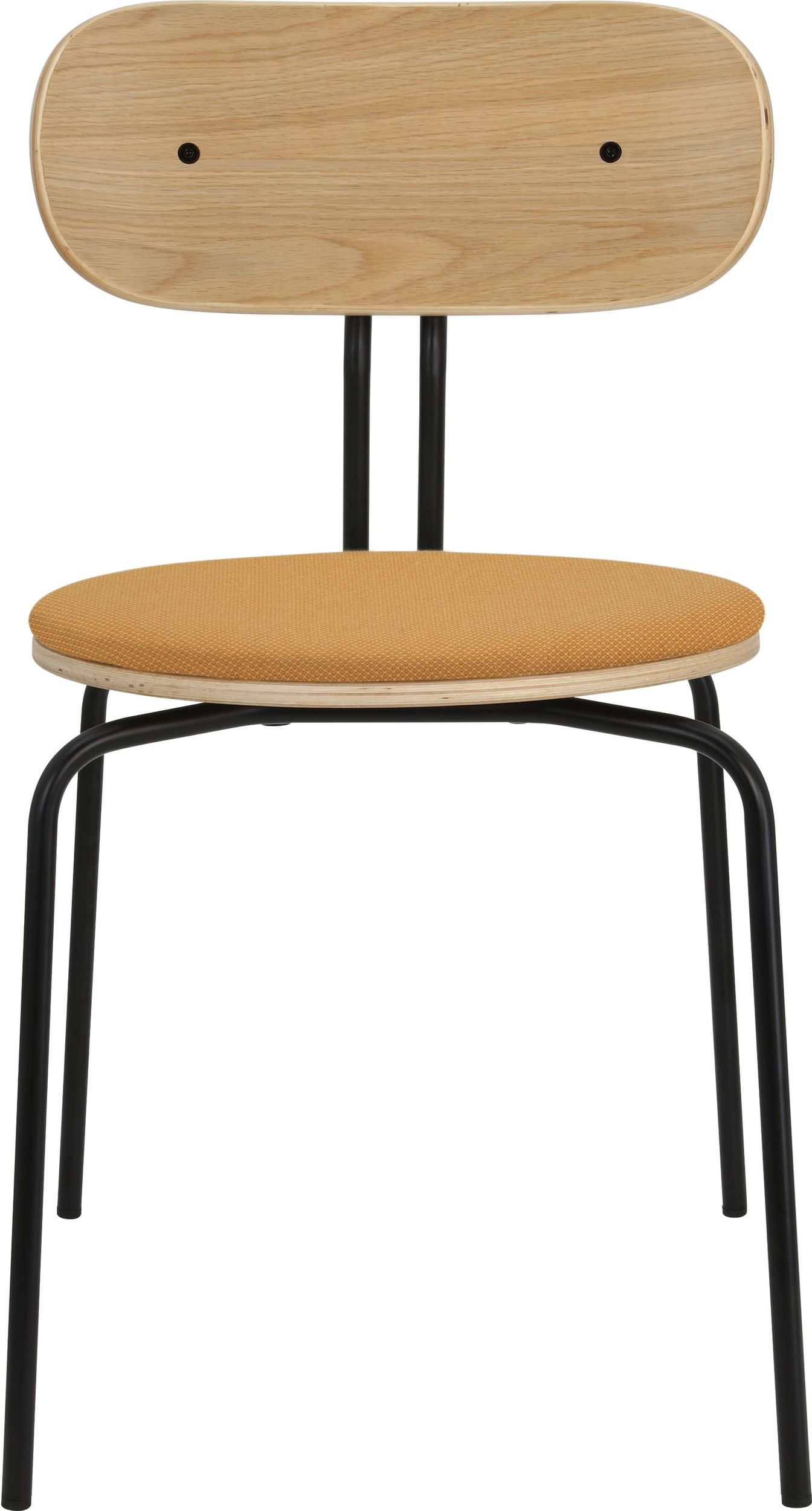 Krzesło Curious pomarańczowe z tapicerowanym siedziskiem na czarnych nogach