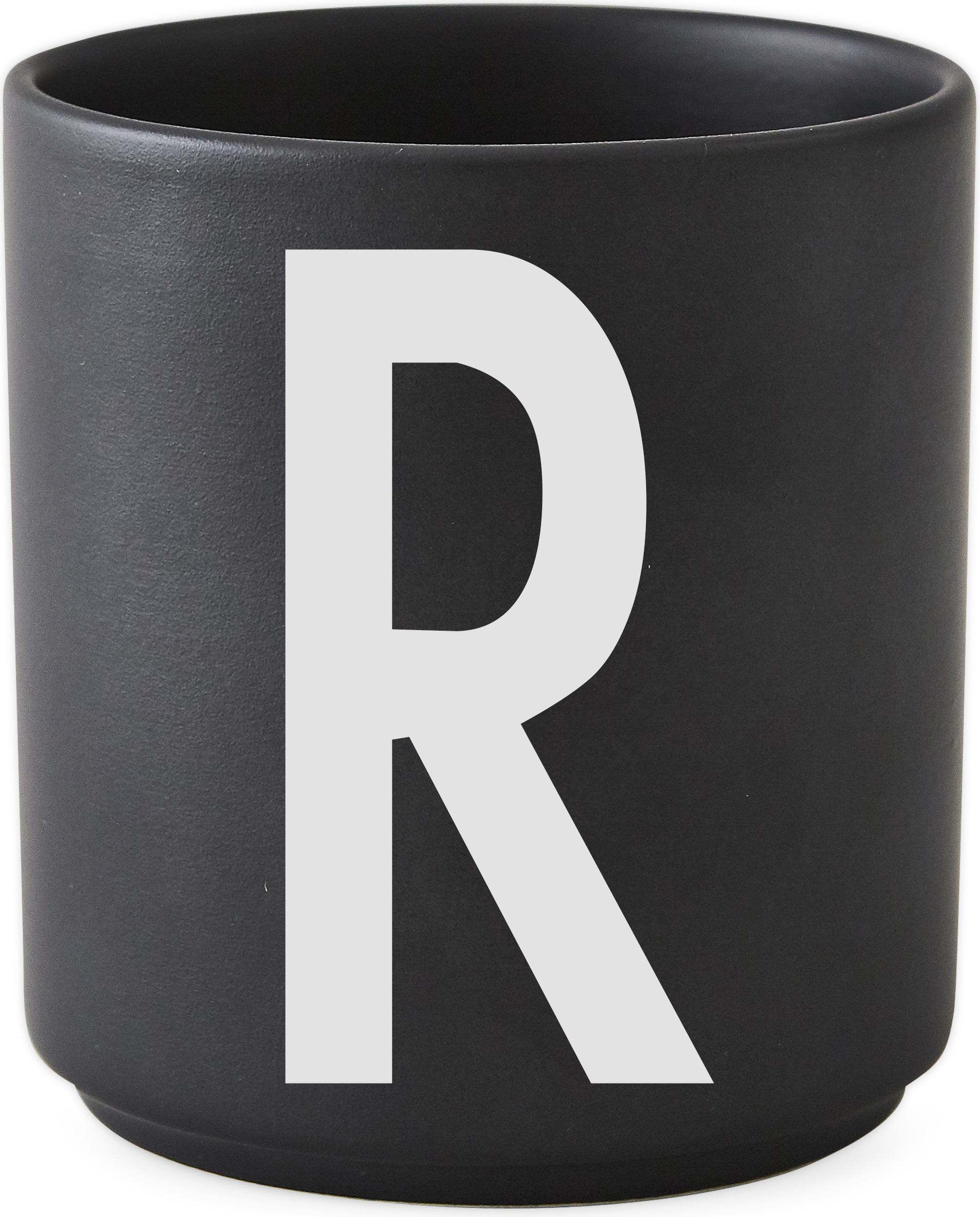 Kubek porcelanowy AJ czarny litera R