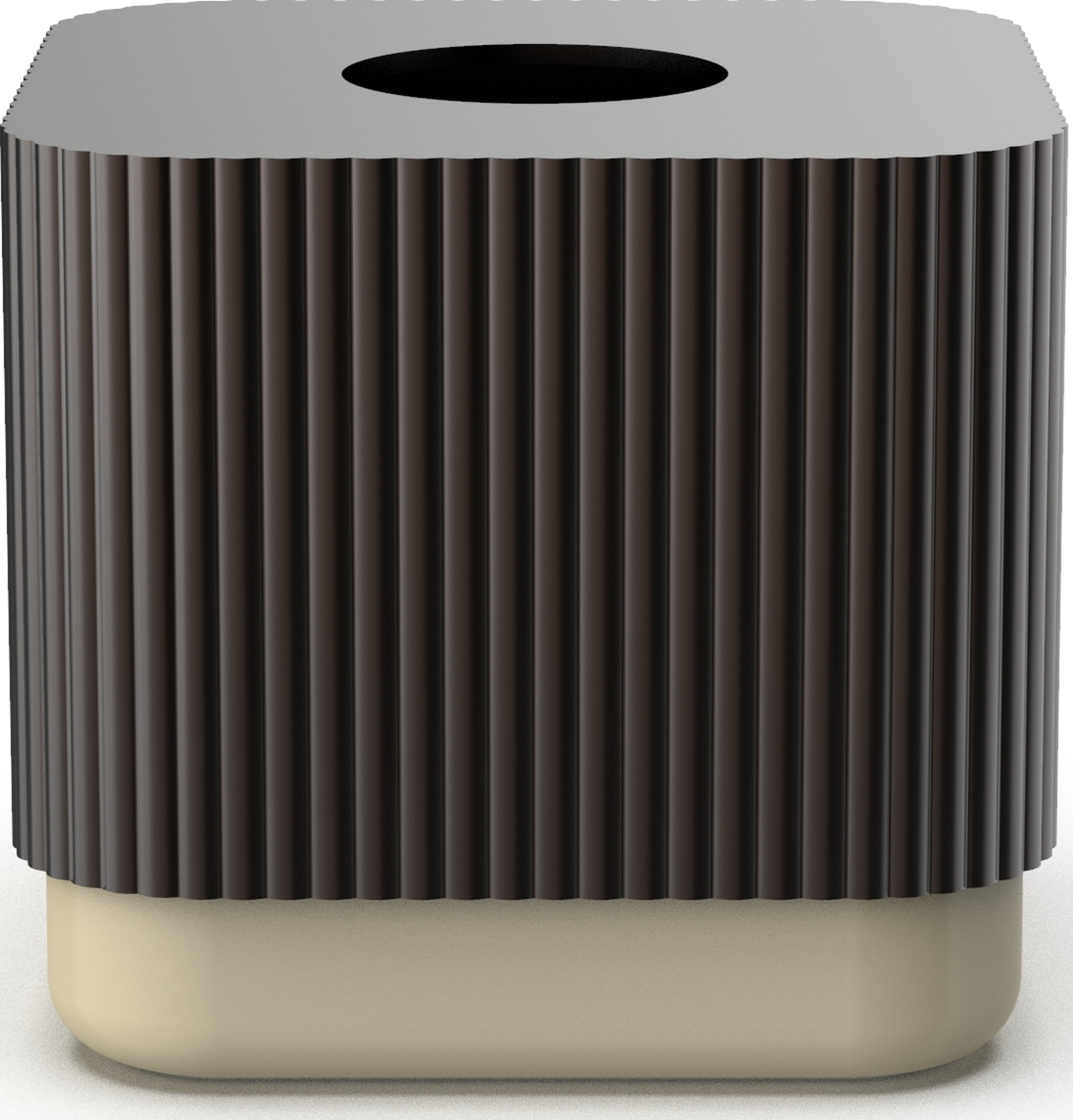 Pojemnik na chusteczki Of Line piaskowy z brązową pokrywką