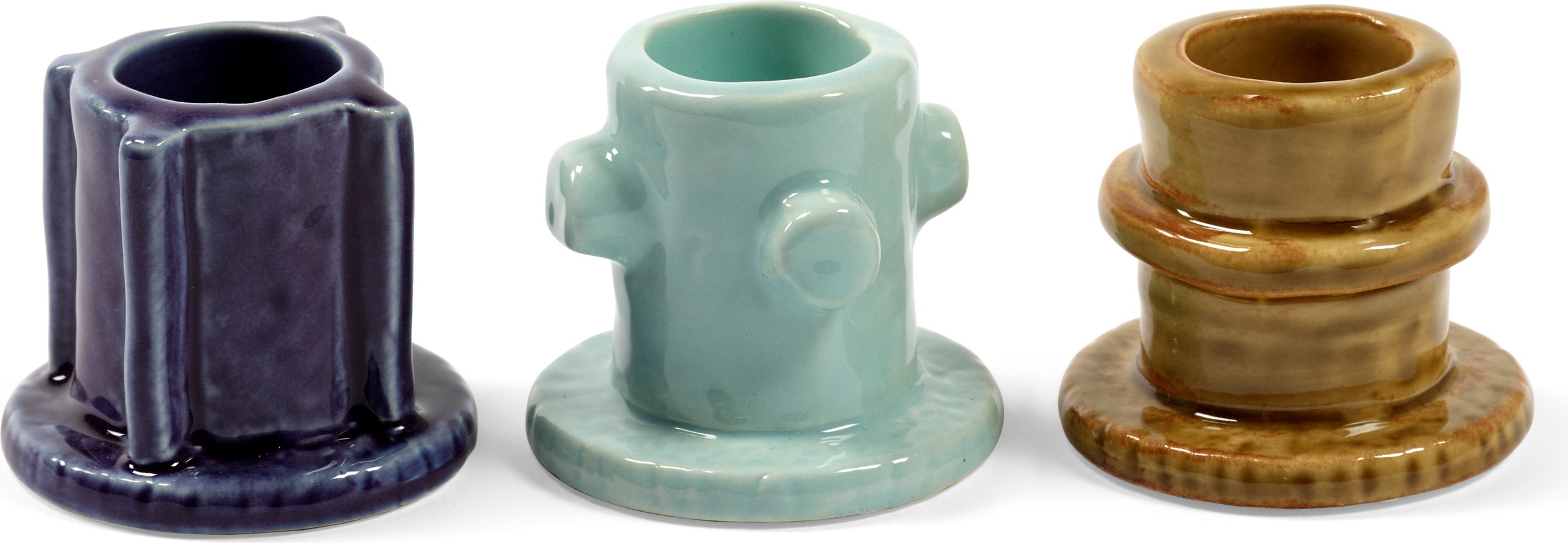 Świeczniki na klasyczne świece Molly niebiesko-brązowe 3 szt.