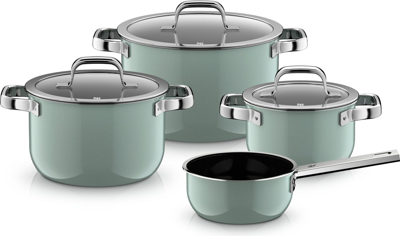 Zestaw garnków z rondlem i 3 pokrywkami Fusiontec Mineral Pro eukaliptusowa zieleń 7 el.
