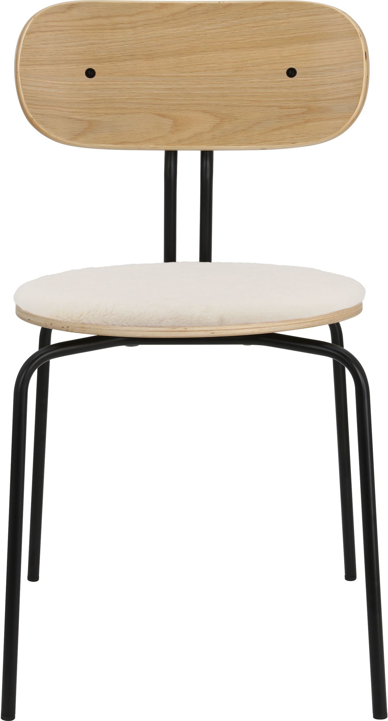 Krzesło Curious Teddy białe z tapicerowanym siedziskiem na czarnych nogach